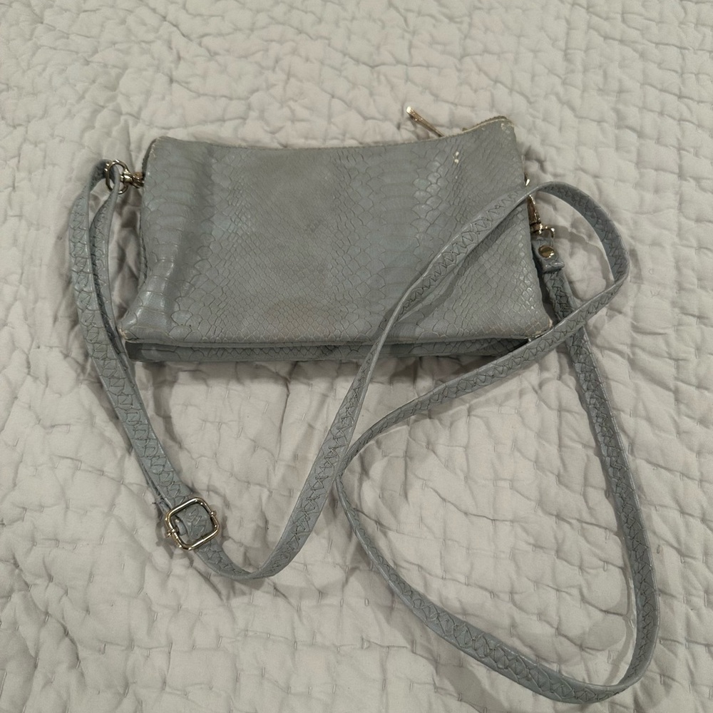 Baby blue croc wallet clutch crossbody
